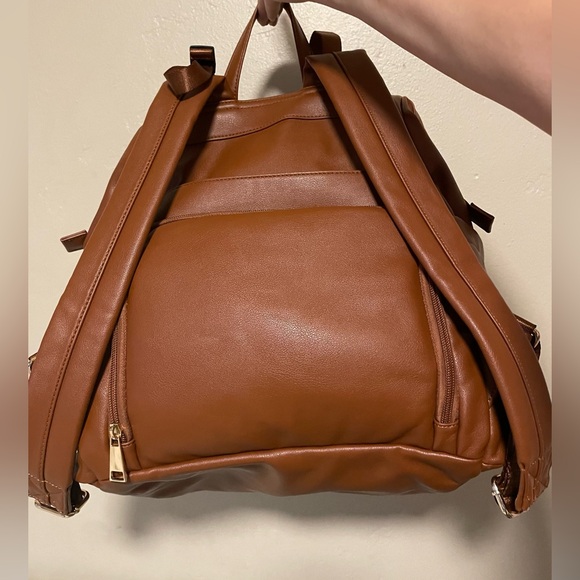 Vegan Leather Diaper Bag Backpack - Picture 2 of 8